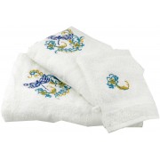 Ensemble serviettes de bain blanches brodées