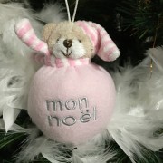 boule de noël "peluche ourson rose"
