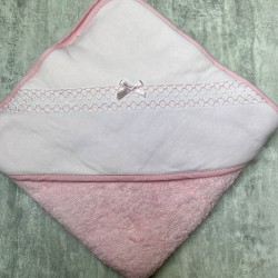 cape de bain rose et blanche