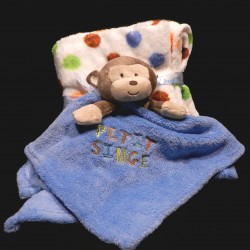 Doudou bleu et plaid à petits pois